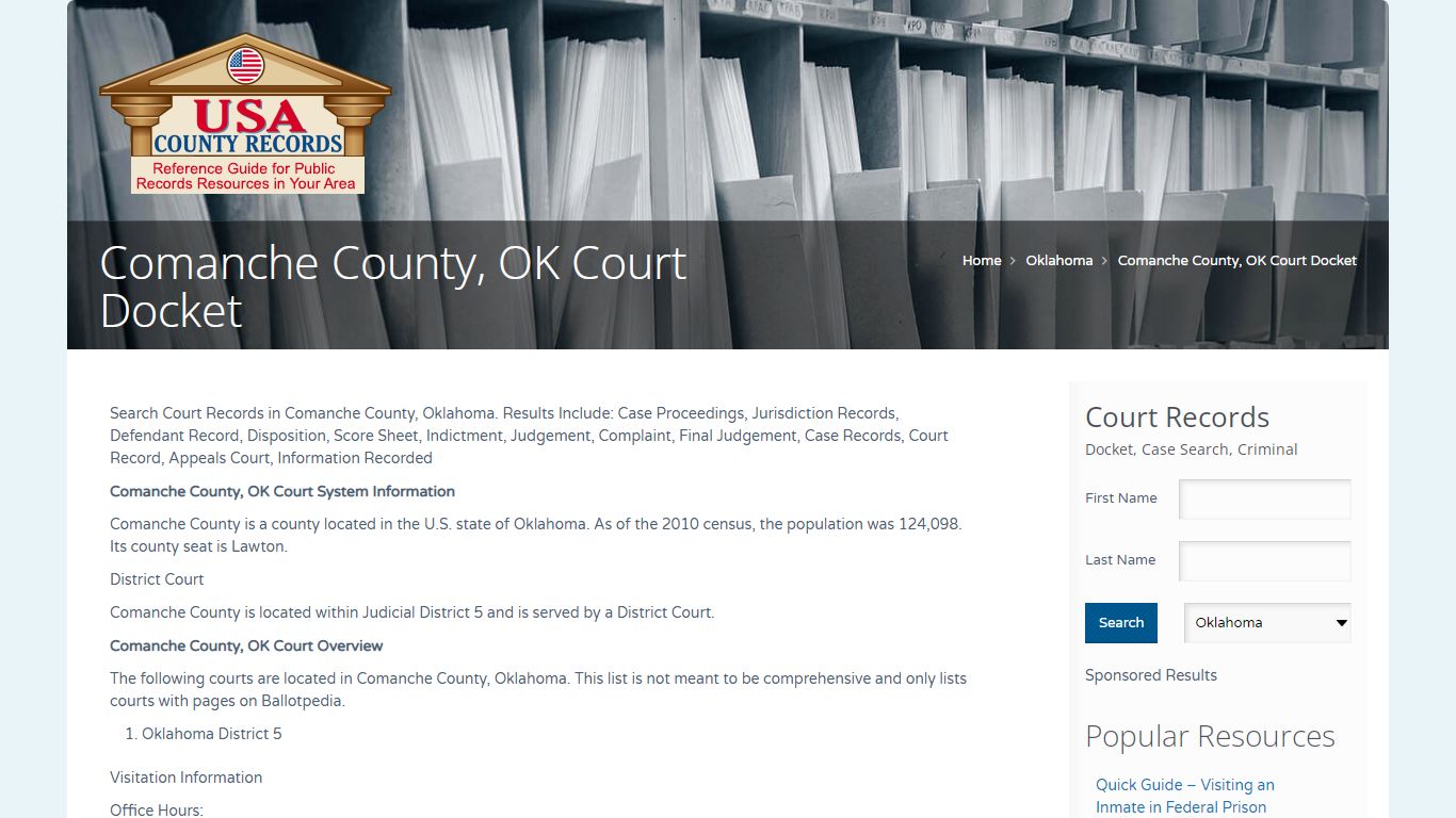 Comanche County, OK Court Docket | Name Search